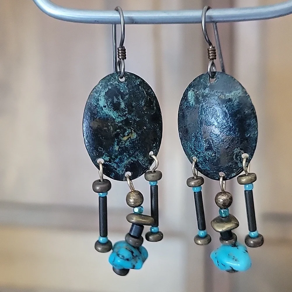 Beaded Turquoise Drop Earrings